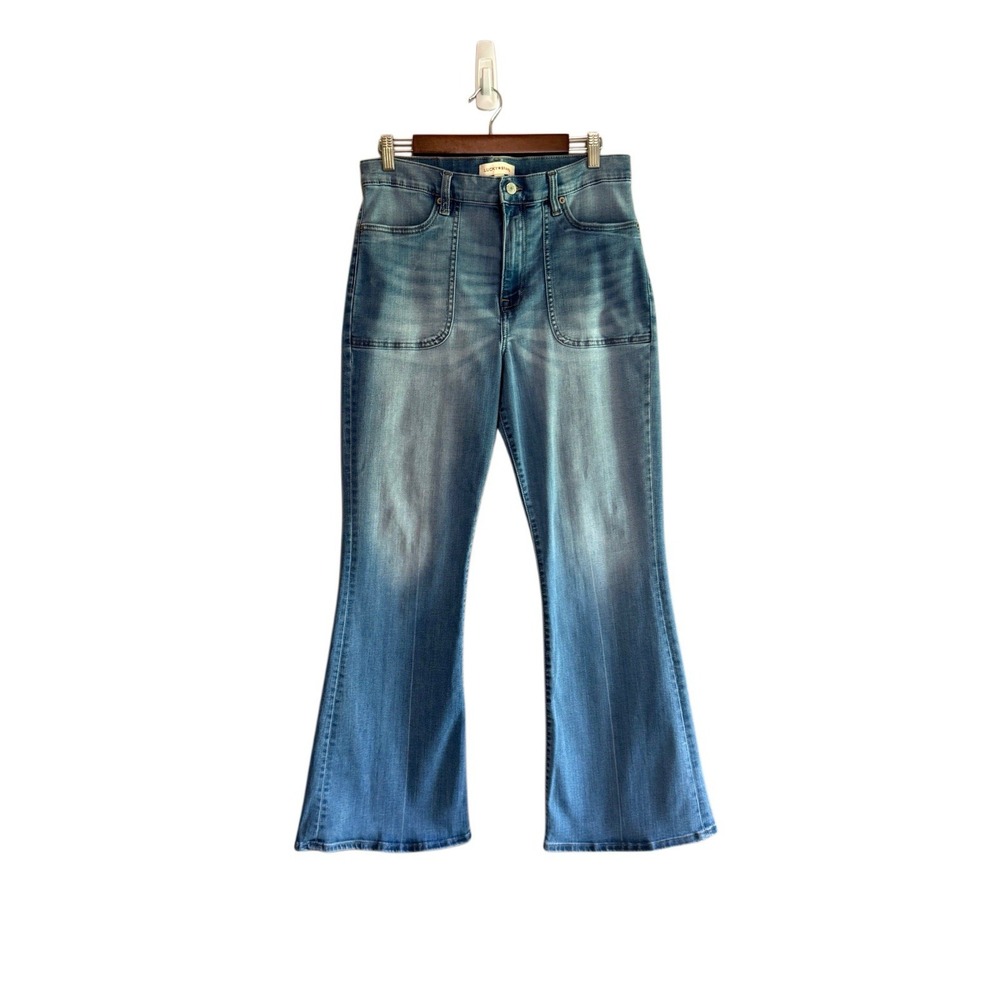 Lucky Brand Stevie High Rise Flare Jeans Utility Patch Pocket Blue Stretch 12/31